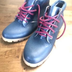 Sz 9 Lands End Duck Boots navy rubber